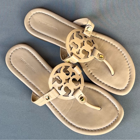 Tory Burch Miller Leather Sandals Light Make Up (Beige) Women's Size 7.5 US - Picture 1 of 10